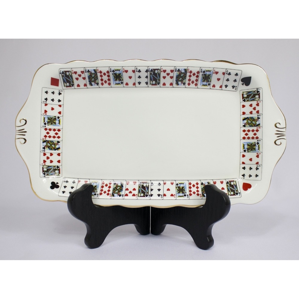 Staffordshire Elizabethan Cut‎ for Coffee Deck of Cards Bone China Tray 11 3/4"